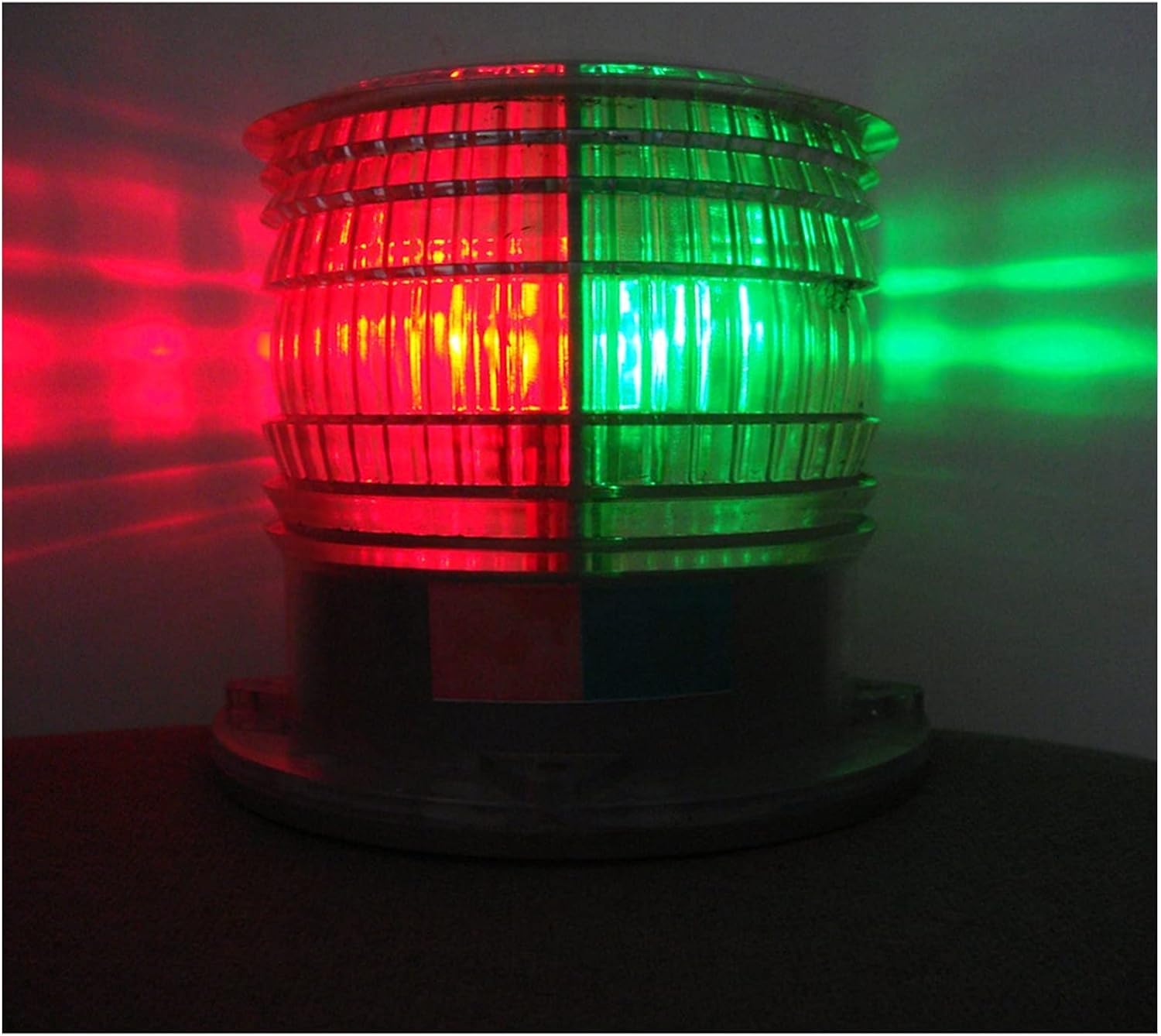 Red Green Rotating Light Solar Powered Marine Boat Navigation Light Round Warning Strobe Light for One-Way Street bi-Color for Marine Boat
