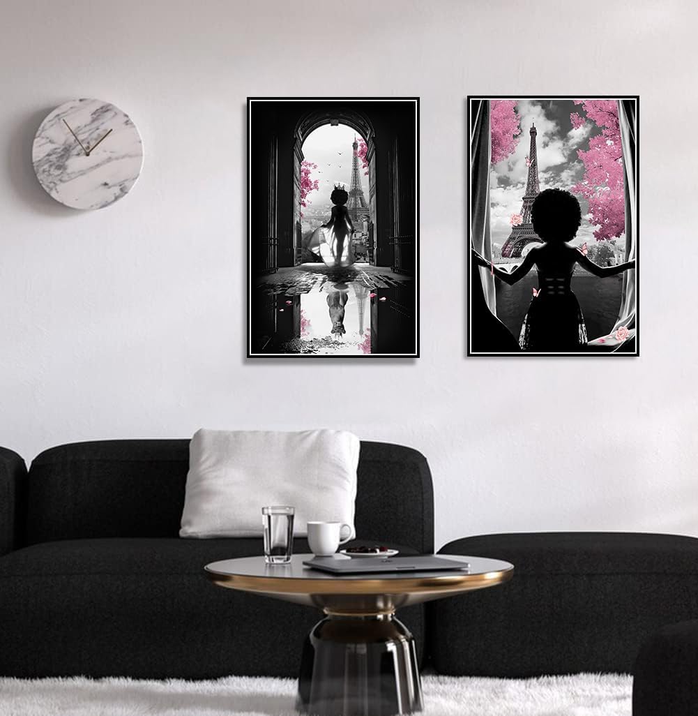 Black Queen Wall Art African American Wall Art Black Girl Canvas Wall Art Lion Queen Poster Prints Modern Fashion Paris Decoration Pictures Painting Artwork for Bedroom Bathroom 16x24inch UNFRAMED Black Queen 16x24inch (No Frame)