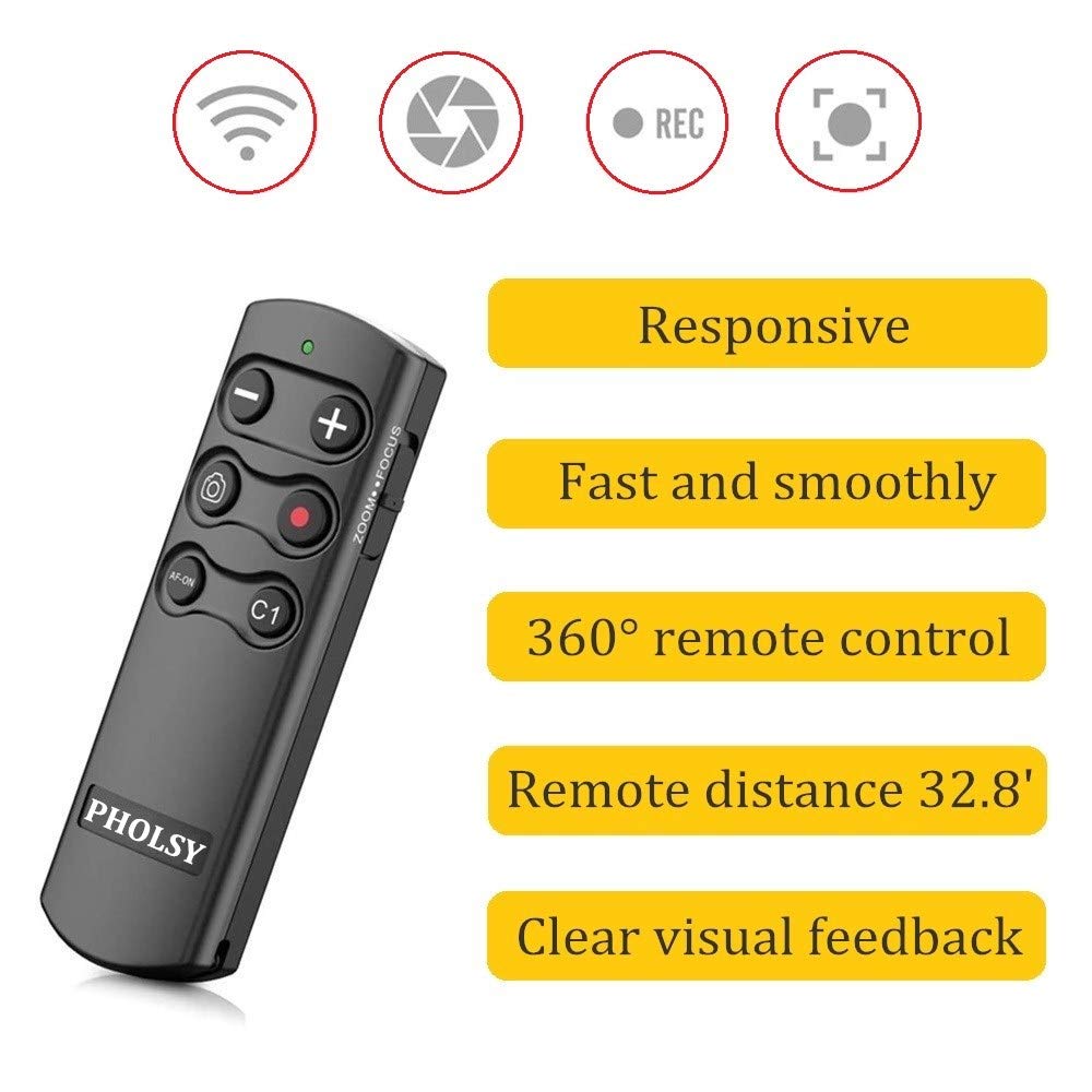 PHOLSY RMT-P1BT pilot zdalnego sterowania kamerą Bluetooth do Sony | Kompatybilny z Sony a1, a6100, a6400, a6600, a6700, a7C, a7M3, a7M4, a7RM3, a7RM4, a7SM3, a9, a9M2, RX0M2, RX100M7, ZV-1