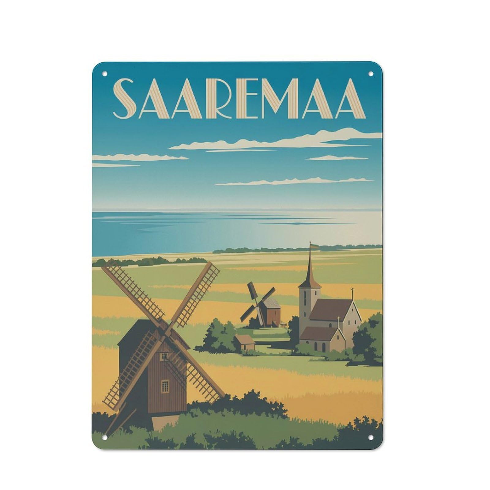 Junmoney Style-20 Saaremaa Travel Retro Tin Wall Plaque 40X30cm For Home Office Or Studio, For Cooler-Month Interiors With Retro Character