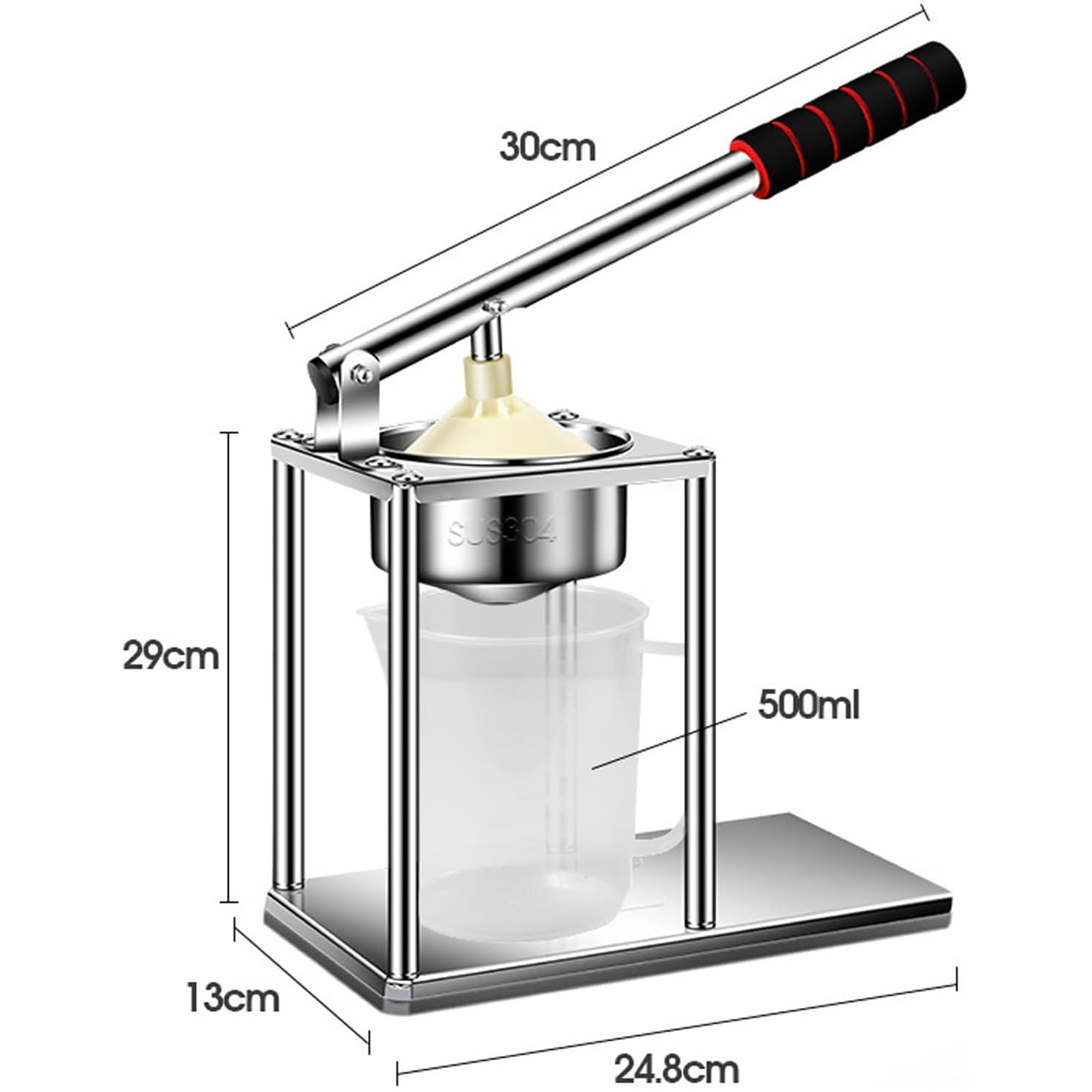 Exprimidor de cítricos, prensa manual de acero inoxidable resistente con filtro, extracción rápida de jugo, embudo desmontable para el hogar, cocina y restaurante