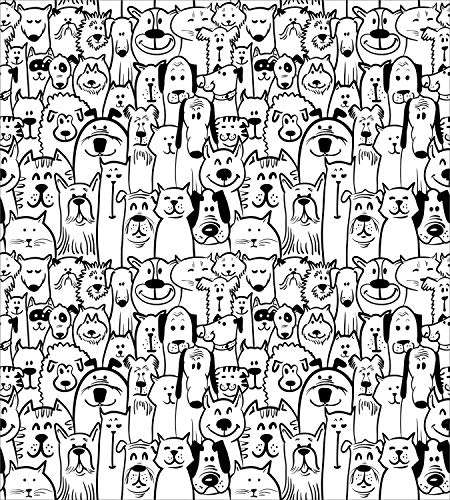Ambesonne Pet Duvet Cover Set, Group Of Dogs And Cats Animals Fun Happy Beings Cartoon Inspired Design, Decorative 2 Piece Bedding Set With 1 Pillow Sham, Twin Size, Black White #TOP1