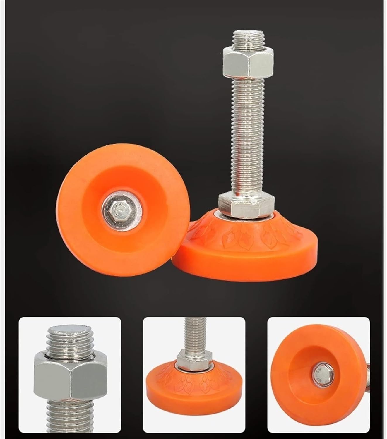 Patas de Mueble Regulables, Paquete de 4 Patas niveladoras Resistentes con Rosca M12, Ajustables, for Muebles y Equipos mecánicos, de Acero al Carbono.