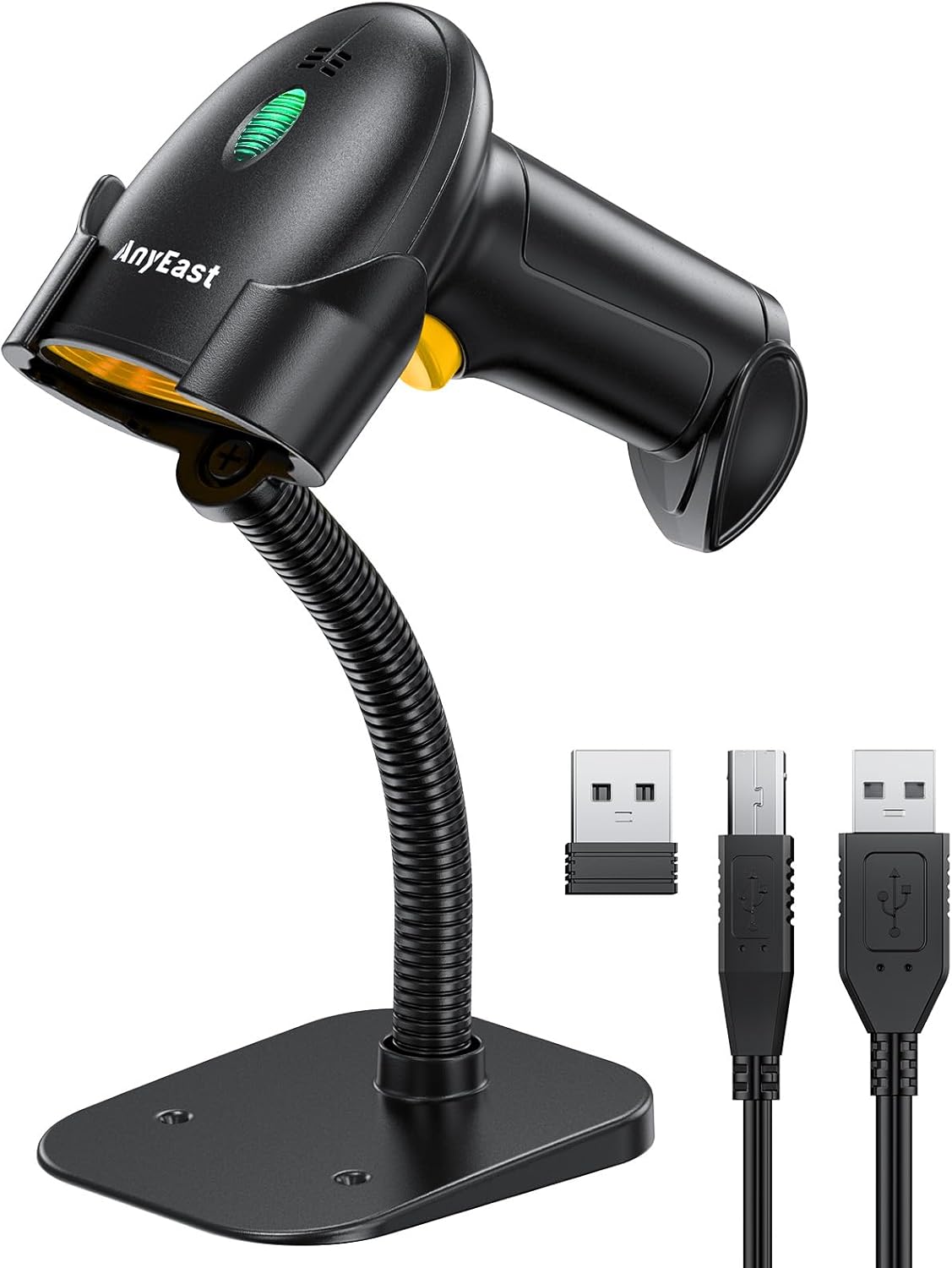 Bluetooth Barcode Scanner Wireless: Inventory 2D 1D QR Code Scanners with Stand for Computer POS,Handheld CMOS Image Bar Code Reader for Warehouse Library Supermarket-Yellow