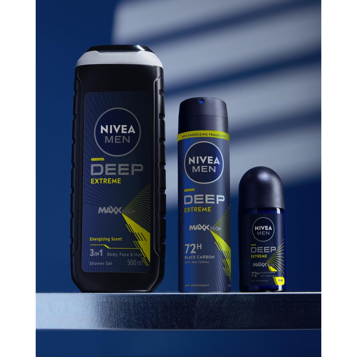 NIVEA Men Deep Sport 3‑in‑1 Shower Gel for Body Face & Hair, 500 ml Multi‑Use Cleanser with Refreshing Scent, Daily Gentle Cleansing Gel for Active Lifestyles image 3
