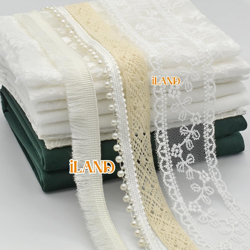 Miniatura 2 de iLAND Paquetes de tela para casa de muñecas con cordones, ropa de cama de casa de muñecas, cortinas, manteles o fabricación de muñecas (Gorgeous