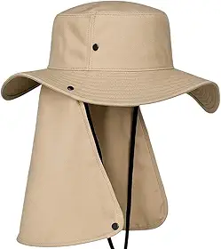 Chapéu de Pescador Australiano com Proteção Aba Larga Protetor de Nuca Sol Pesca Camping