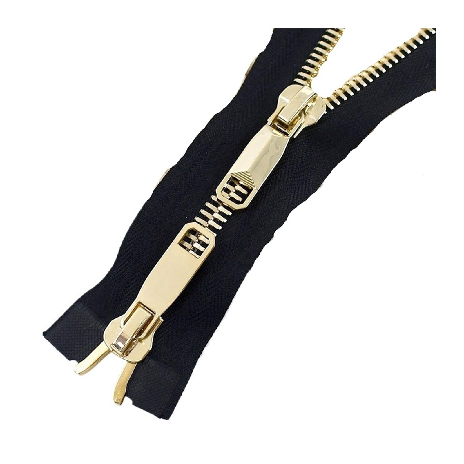 1 Cremallera Metálica Doble de 85/100/120 cm, 10#, bidireccional, grande, for chaquetas plumas y abrigos. Ideal for coser hacer manualidades para chaquetas y abrigos(BlackGold-85cm)