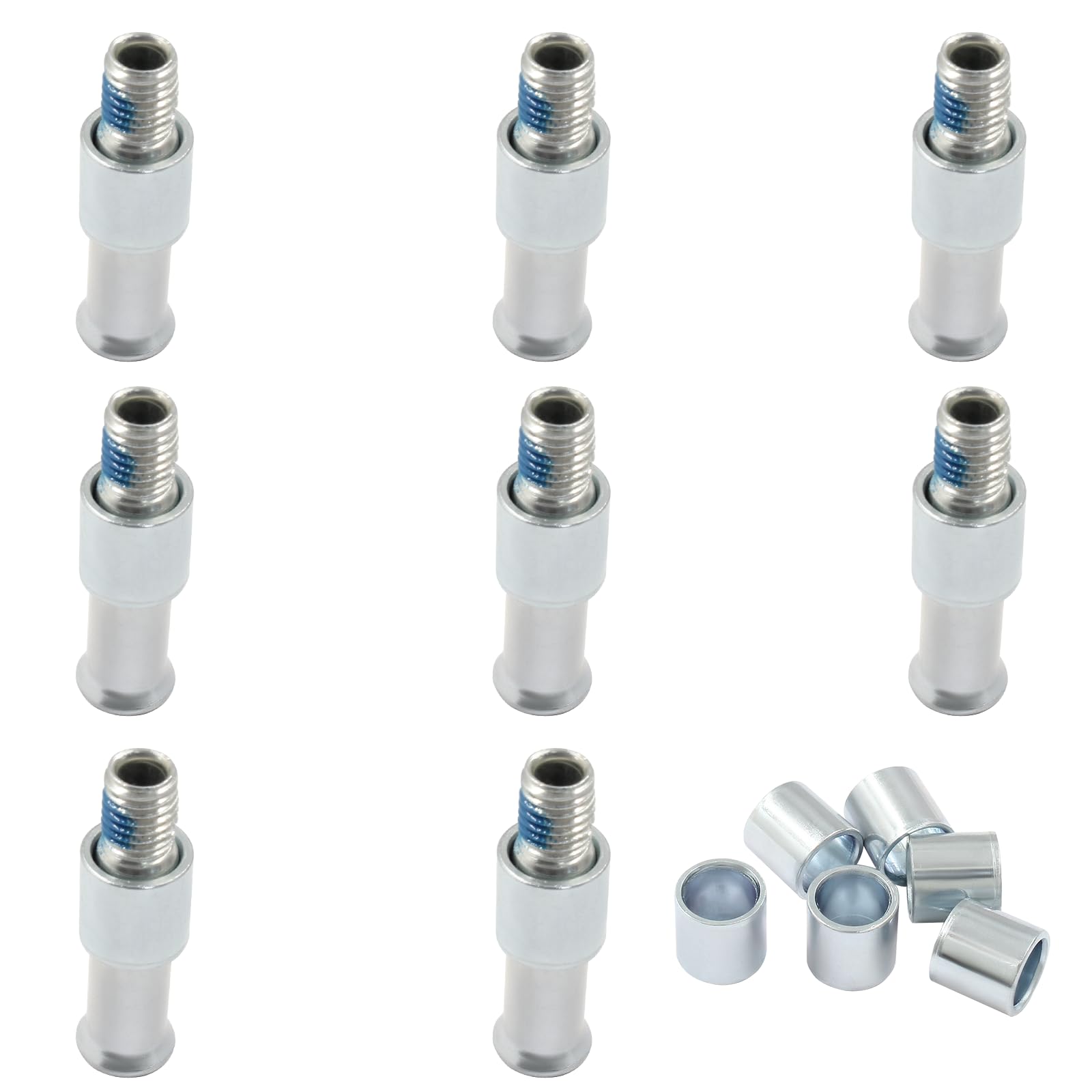 Luomorgo 17 Pcs/1 Set Inline Skate Wheel Axle Spacer Screw, 8mm/5/16" OD Shaft Hex Socket Screw Axles for Roller Skate with M4 T Handle Allen Wrench