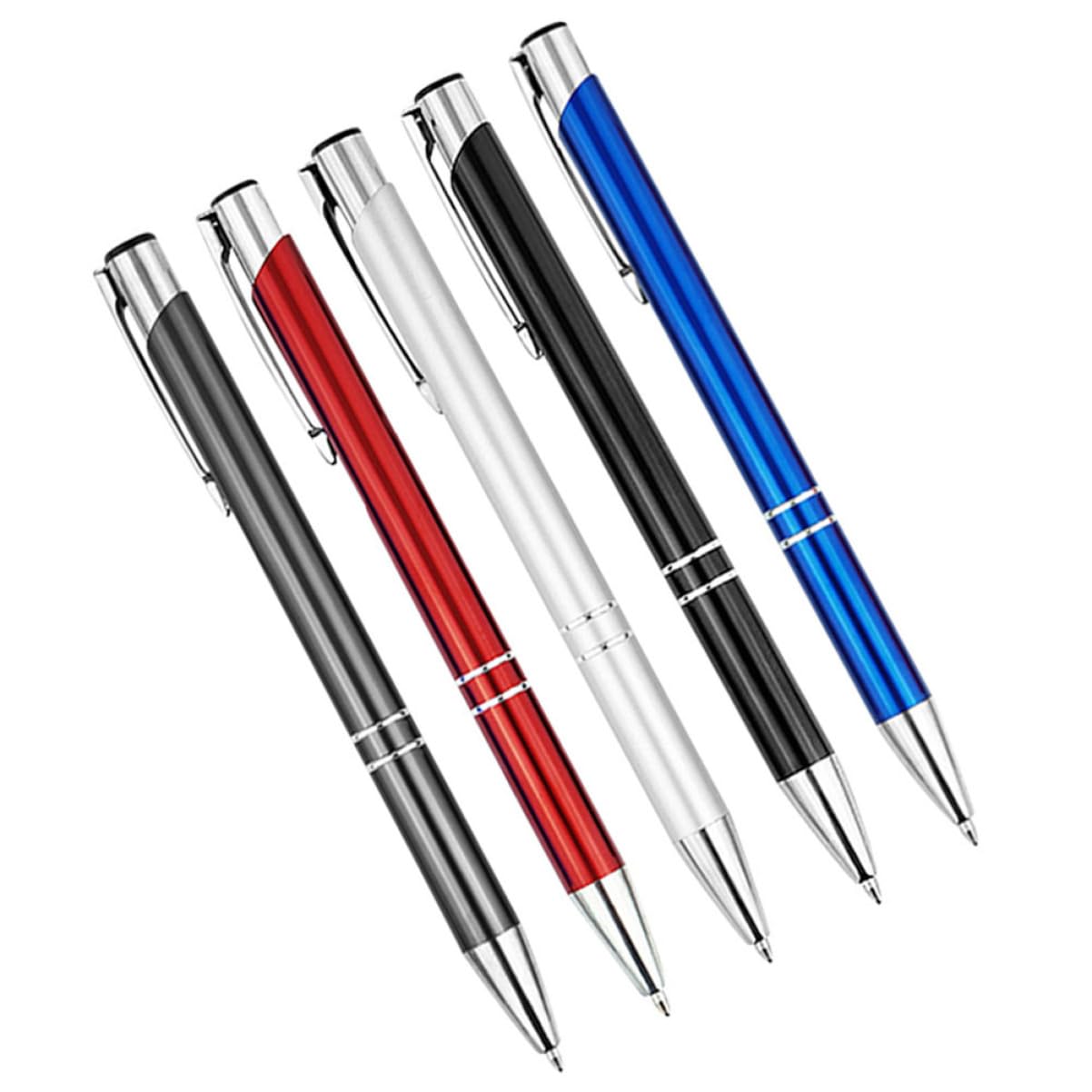 25piezas Bolígrafo De Metal Multifuncional De Tinta Azul Roja Gris y Plateada Para Escritura Diaria y Manualidades