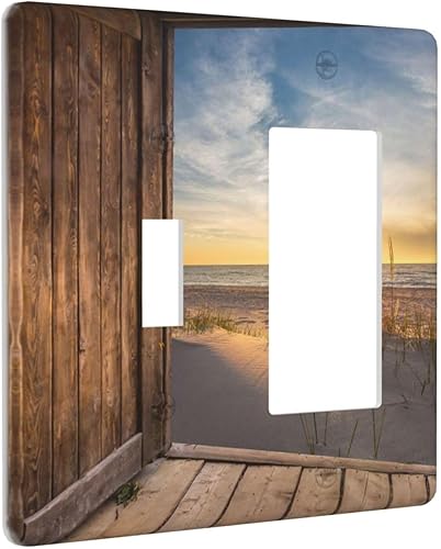 Miniatura 85 de Cubierta de Interruptor de Luz de 1 Gang con Escena de Flores de Grecia Mediterránea, Dispositivo Individual Basculante/GFCI, Placa Decorativa