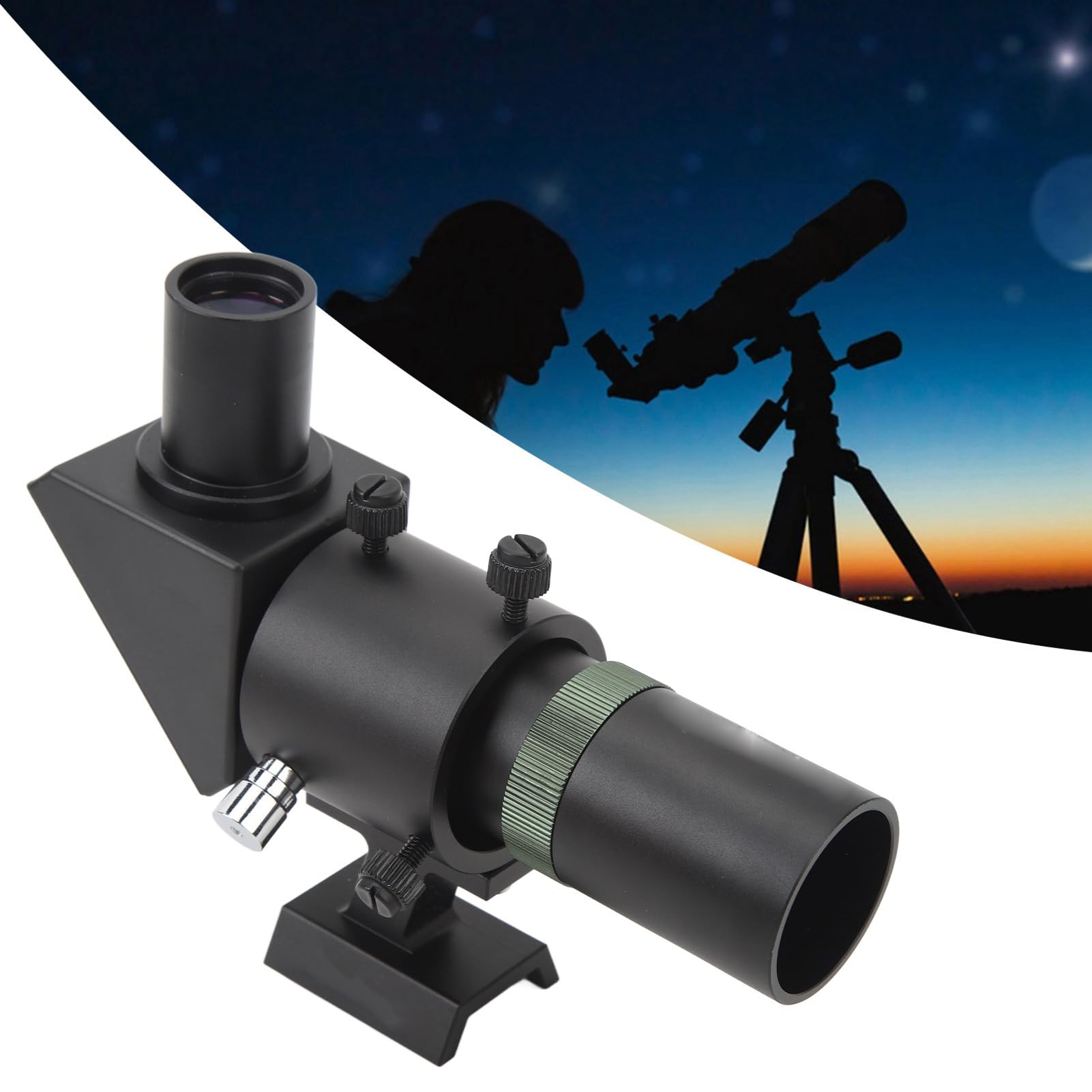 6X30 Finder Scope, Angled Finder Scope Aluminum Alloy Optical Glass Finderscope with Bracket for Astronomical Telescope