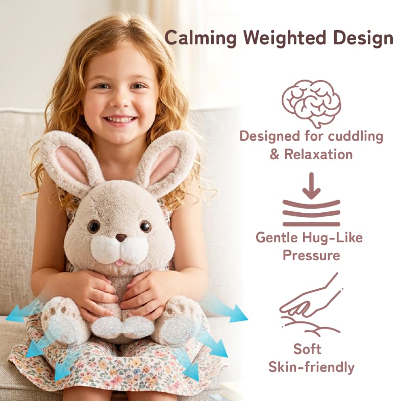 Image of Niuniu Daddy Weighted Stuffed Animals, 14 in 3.5 lbs, Rabbit Comfort Plush | Heavy sensory lap pad, lying body pillow for sleeping, machine wash, huggable plushies, soothing gift for kids and adults