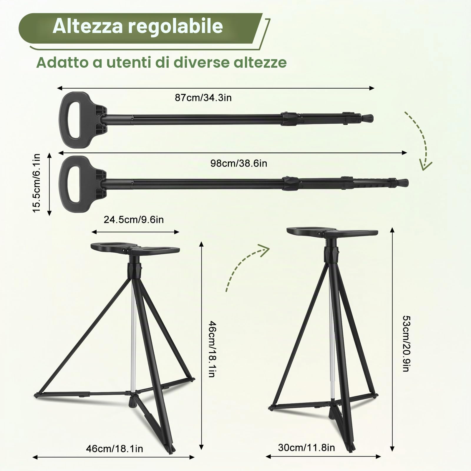 Bastone da passeggio portatile con seduta, bastone da passeggio regolabile con seduta, bastone da passeggio pieghevole leggero in alluminio antiscivolo per adulti, 330 libbre