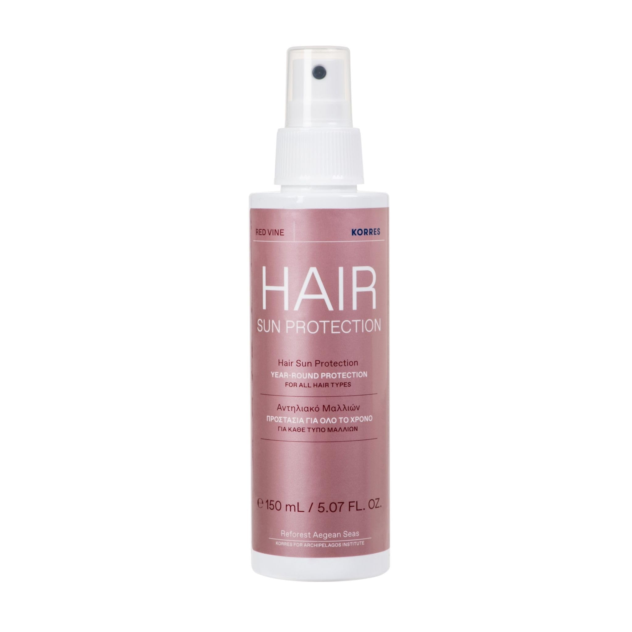 KORRES RED VINE Protezione Capelli, Emulsione leggera, Aloe Vera, Provitamina B5, Uva Rossa, Estratto di Girasole, Protezione solare, Rigenerante, Idratante, 150ml