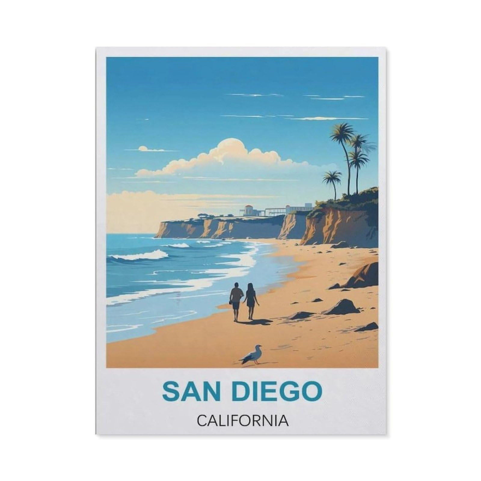 BEAYODKP Diamond Painting，San Diego California,Round Full Drill Acrylic Embroidery Cross Stitch Arts Craft Canvas Supply for Home Wall Decor Adults and Kids（50 x 60 cm/19.68 x 23.62 inches）-CA30