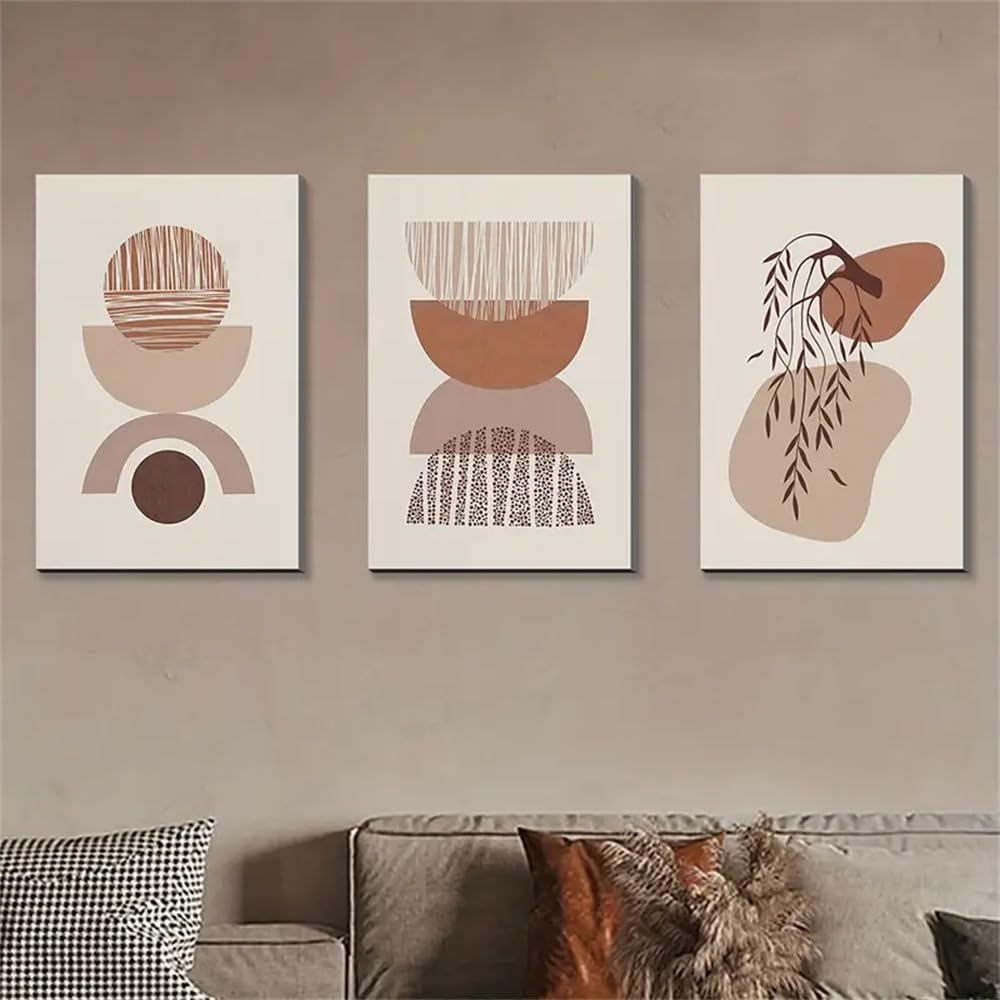 WBYZAC Art Prints-Abstract Boho Wall Art Decor Botanical Canvas Wall Art Geometric Modern Wall Decor for Living Room Kitchen Bedroom Office Artwork-50 * 70cm*3PCS (No Frame)