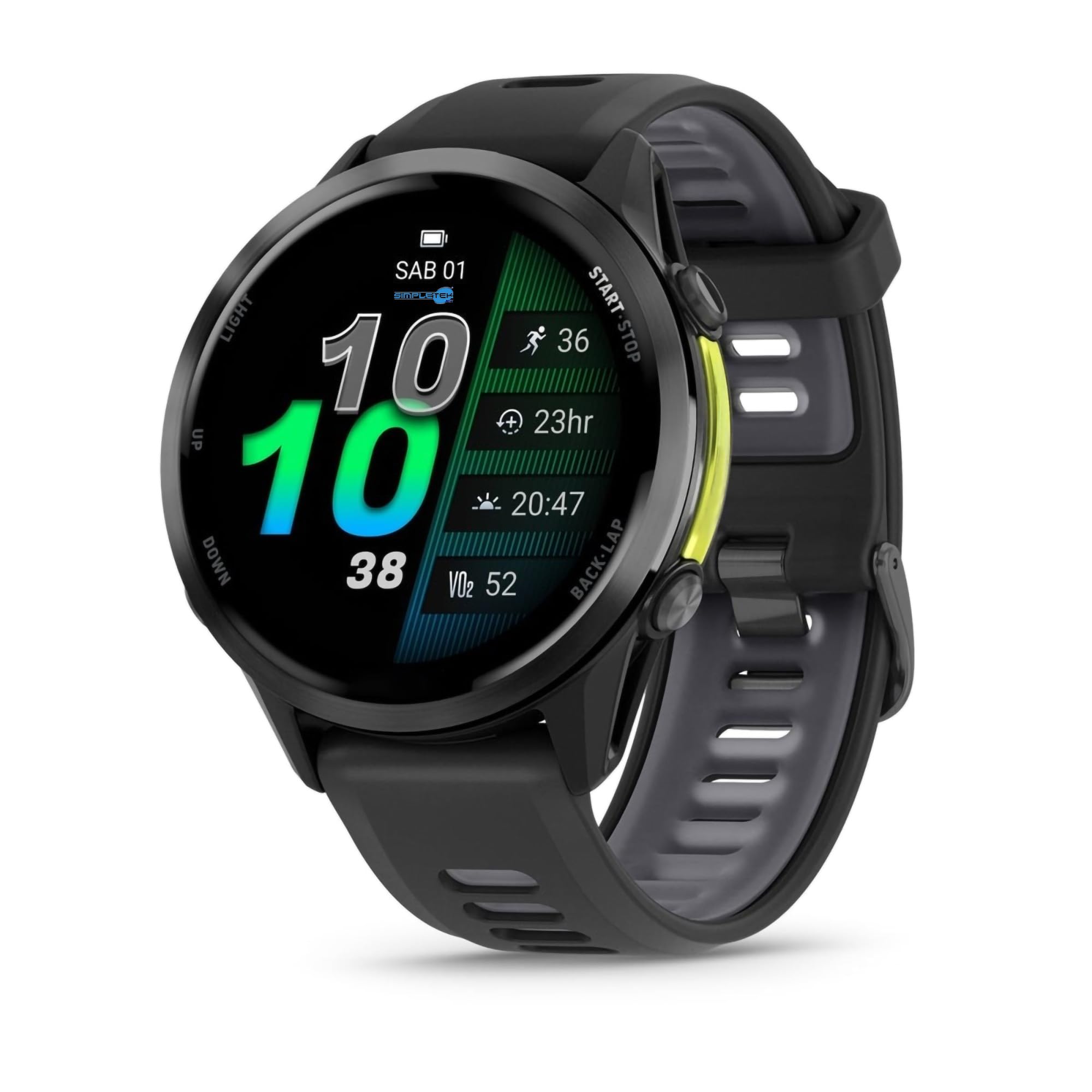 SIMPLETEK Smartwatch de course avec cartes, écran AMOLED 1,4, noir