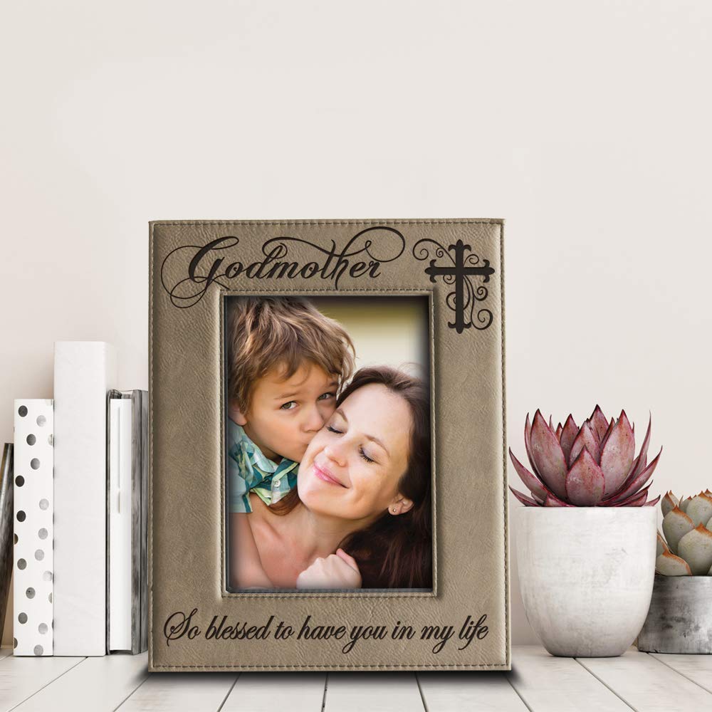 BELLA BUSTA-Godmother with Cross So Blessed to Have You In My Life-Godmother Geschenk von Patenkind 4"x 6" Vertical beige