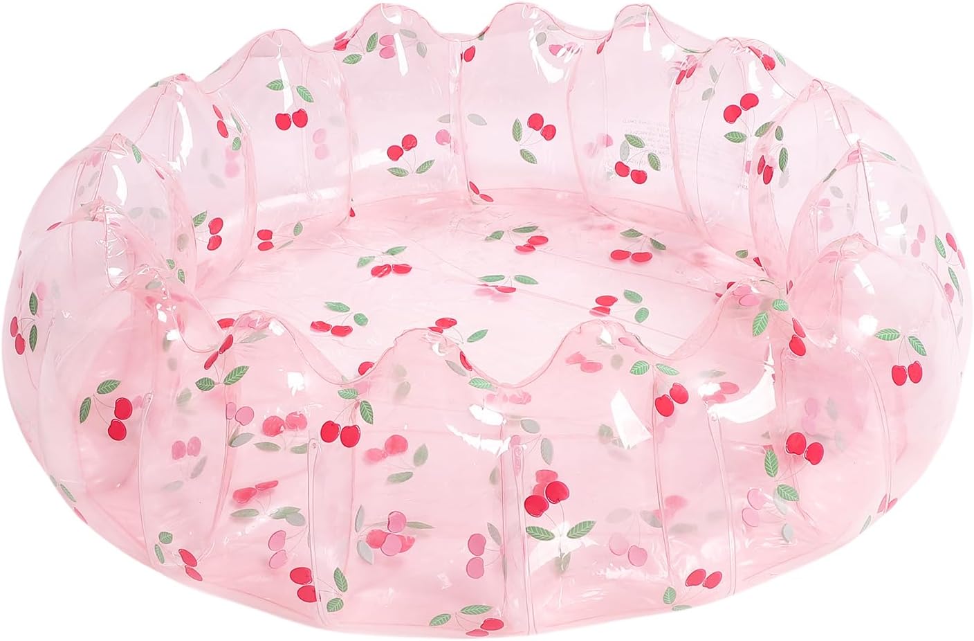 Inflatable Swimming Pool, Portable Play Pit Pool for Kids, 29 Inch PVC Material, Indoor Outdoor Use, Transparent Cherry