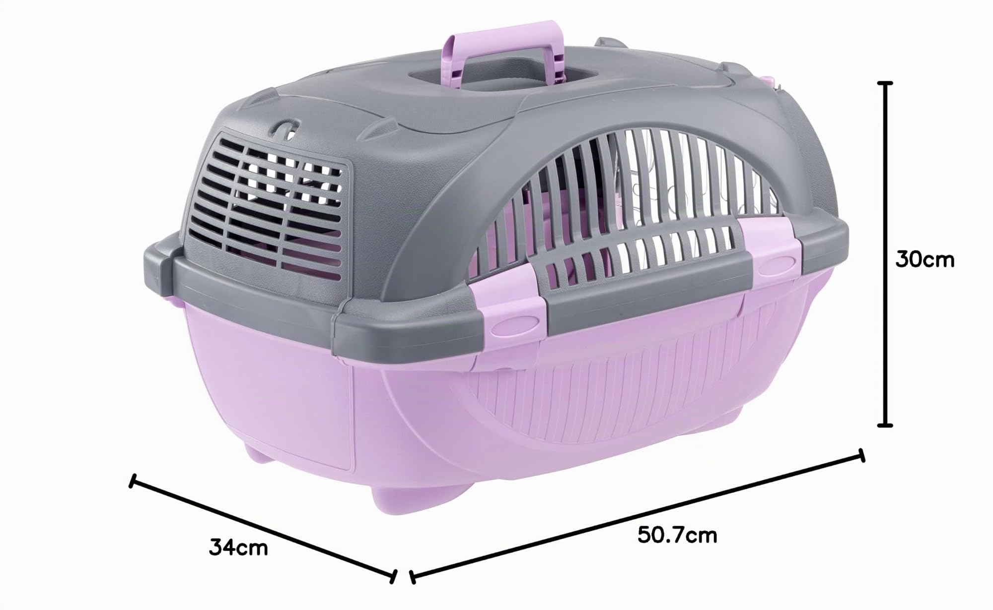 Ferplast Transportín Gato Rider, Transportín Perro Pequeño y Gatos hasta 7 Kg, Puerta Transparente Antigolpes, Ranuras de Ventilación, Transportín Mascotas Rígido, 34 x 50,7 x h 30 cm, Rosa