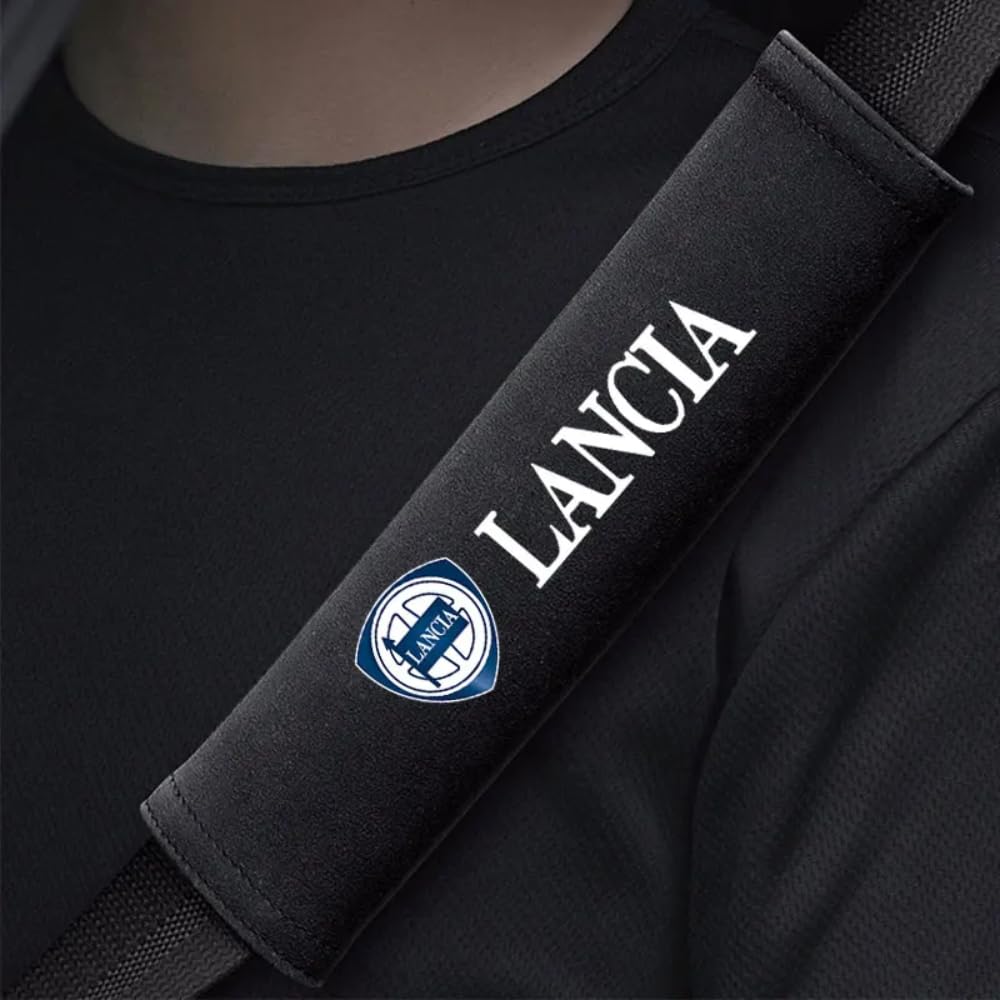 2PCS Auto Pelle Imbottiture Cinture di Sicurezza, per Lancia ypsilon Delta musa Nera thema Stratos Y Phedra Cintura di Sicurezza Protezioni Traspiranti Morbide Car Accessori,B/Red