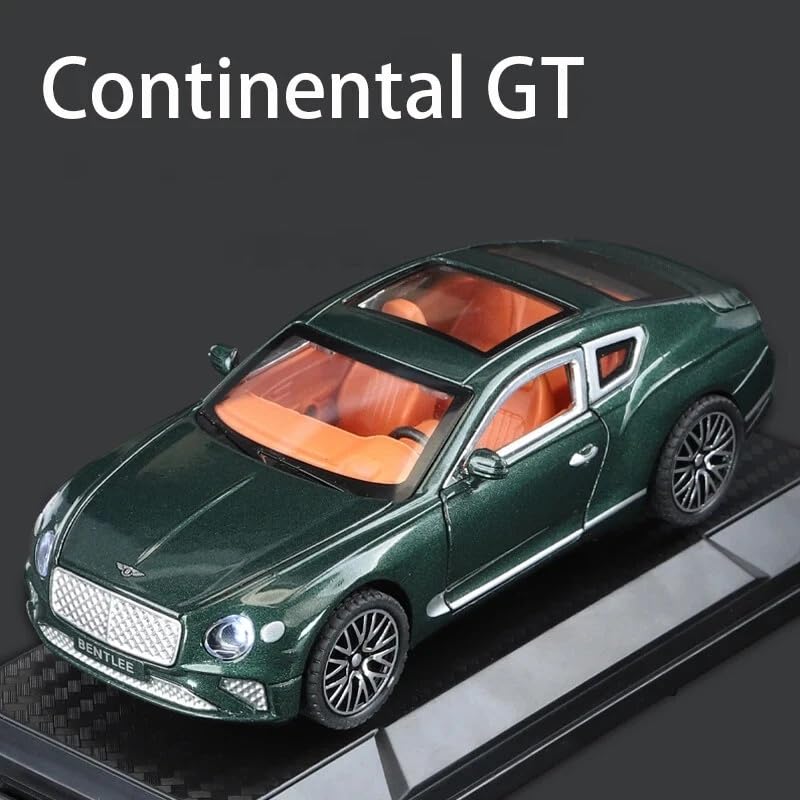 Image of 1:32 Scale Bentley Continental GT Toy Car - Die-Cast Metal Pull Back Sports Car with Openable Doors, Lights & Music - Alloy Luxury Model Vehicle for Kids, Boys & Collectors【Color As Per Stock】