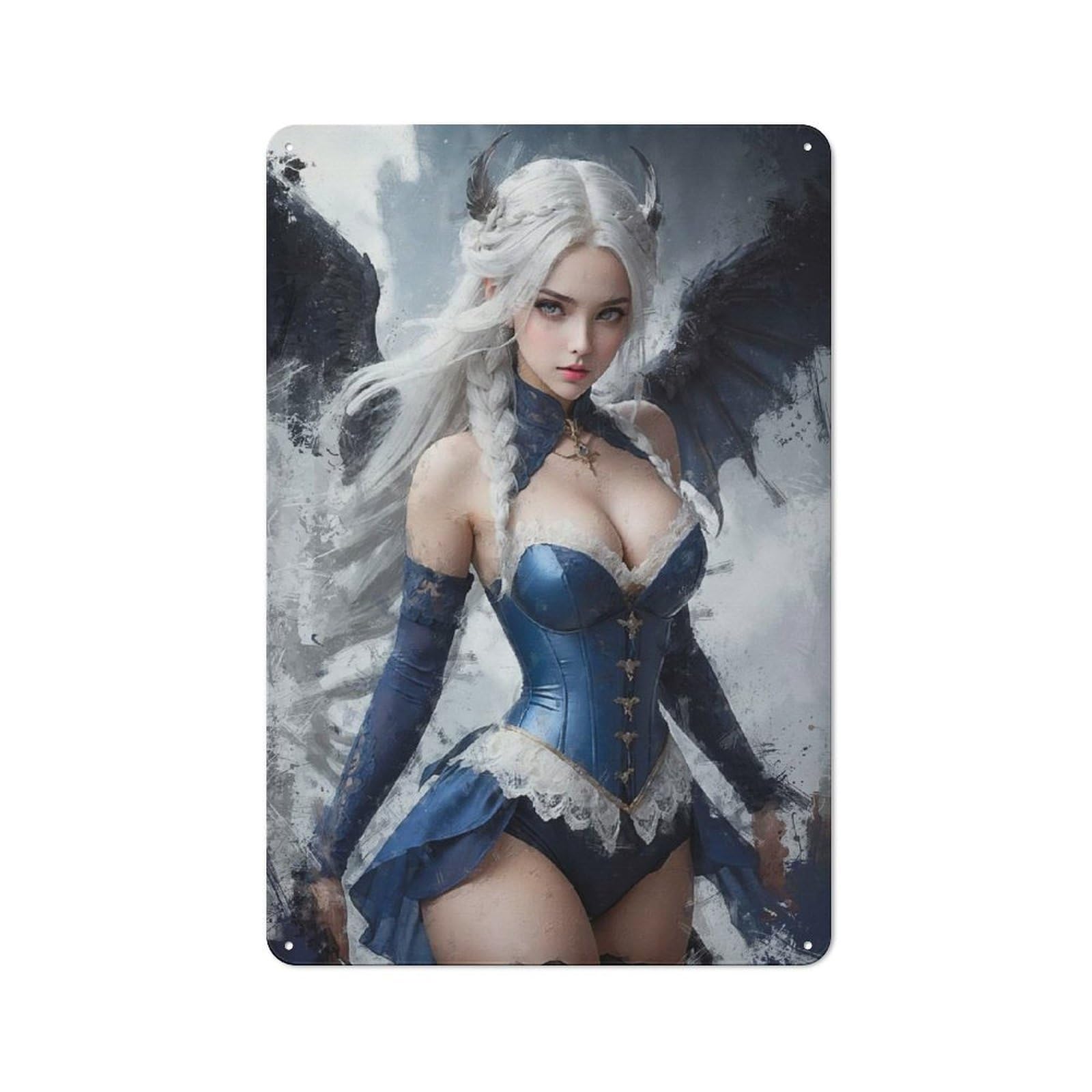 Junmoney Girls Style-21 A Of Sapphire Feather Retro Metal Wall Sign 30X20cm For Studio Or Craft Room, For Metal Sign Collectors, For Garage And Workshop Walls