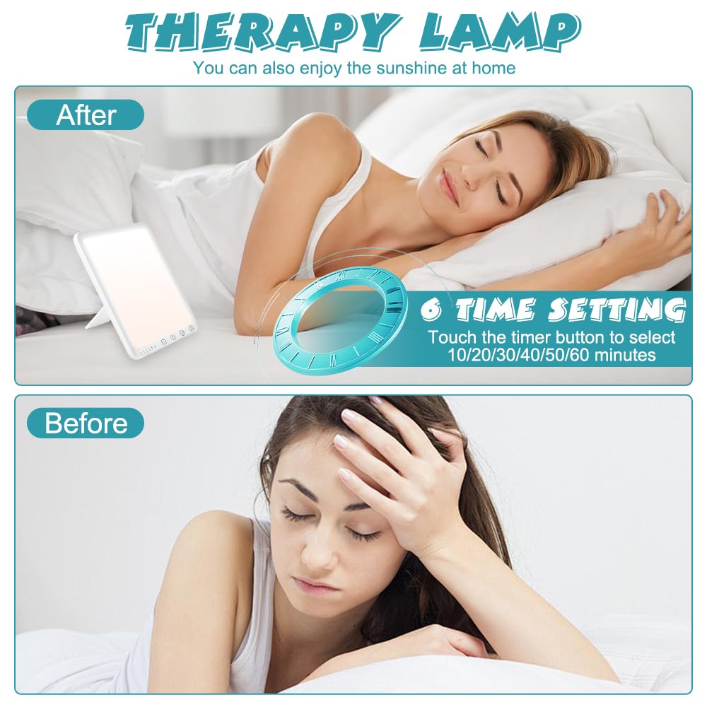 Luminoterapia, 15000 Lux Lámpara de Luz Diurna, Sad Lamp con 3 Temperaturas de Color y 5 Niveles De Brillo, 6 Temporizador, Soporte De 180°, Control Táctil