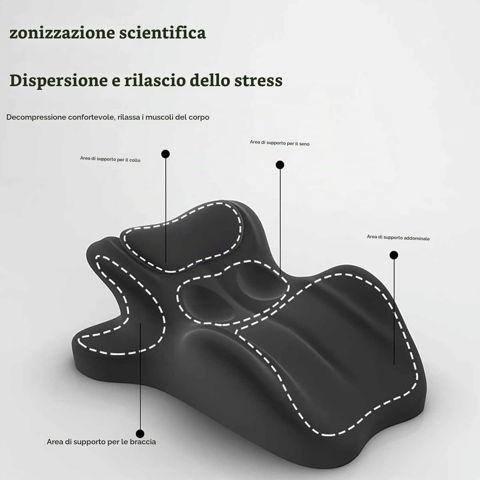 Cuscino per coppia ChiroMonk, cuscino per coppia a 27 gradi per l'intimità, cuscino a cuneo in memory foam per supporto intimo e schiena, cuscini per coppias con funzione di rimbalzo (Black)
