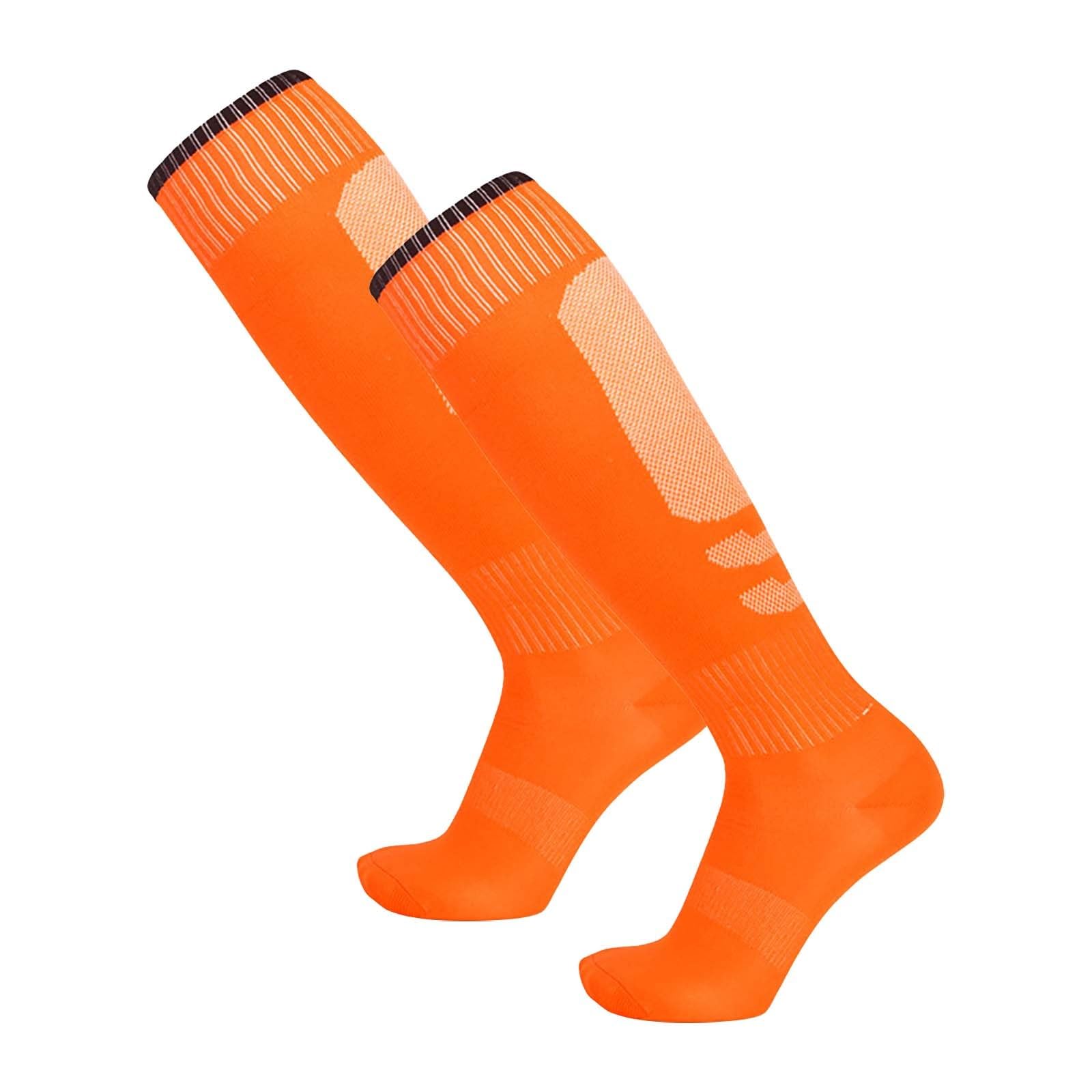 RNTOP Kids Boys Girls Soccer Socks 3 Pairs Toddler Baby Knee High Socks Breathable Mid Calf Socks Seamless (Orange, One Size)