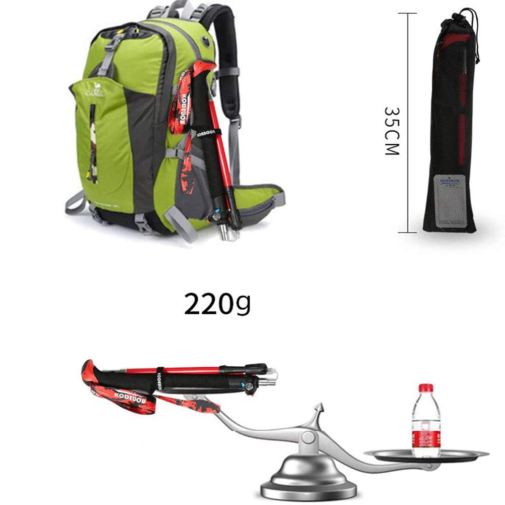 5-sekcyjne składane kijki trekkingowe z włókna węglowego, blokada zewnętrzna, lekkie i krótkie kije teleskopowe, kijki trekkingowe Trek, entuzjaści outdooru, kijki trekkingowe męskie i damskie (żółte