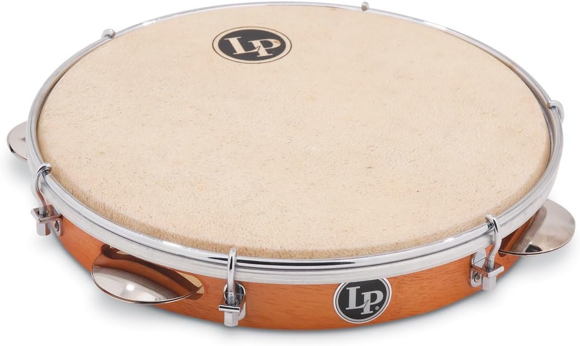 Latin Percussion LP RIO 10 inch Tunable Wood Pandeiro with Natural Head LP3010N,White