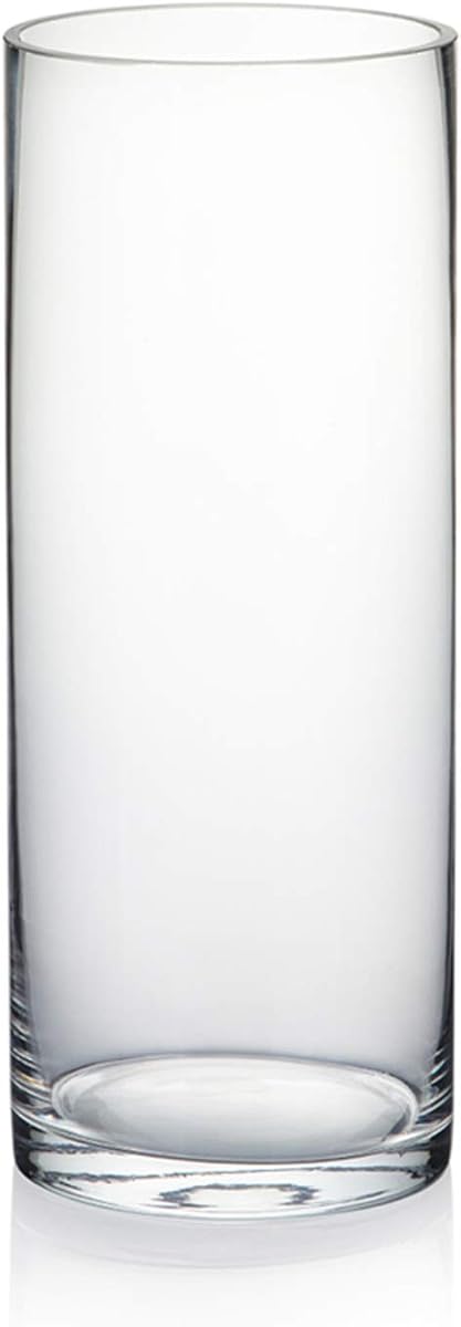 WGVI Quality Thick Weighted Clear Cylinder Glass Vases, 4" W x 10" H, Flower Arrangement Floating Candle Holders Wedding Centerpieces Terrarium Planter Floral Pen Brush Storage Container, 1 Piece