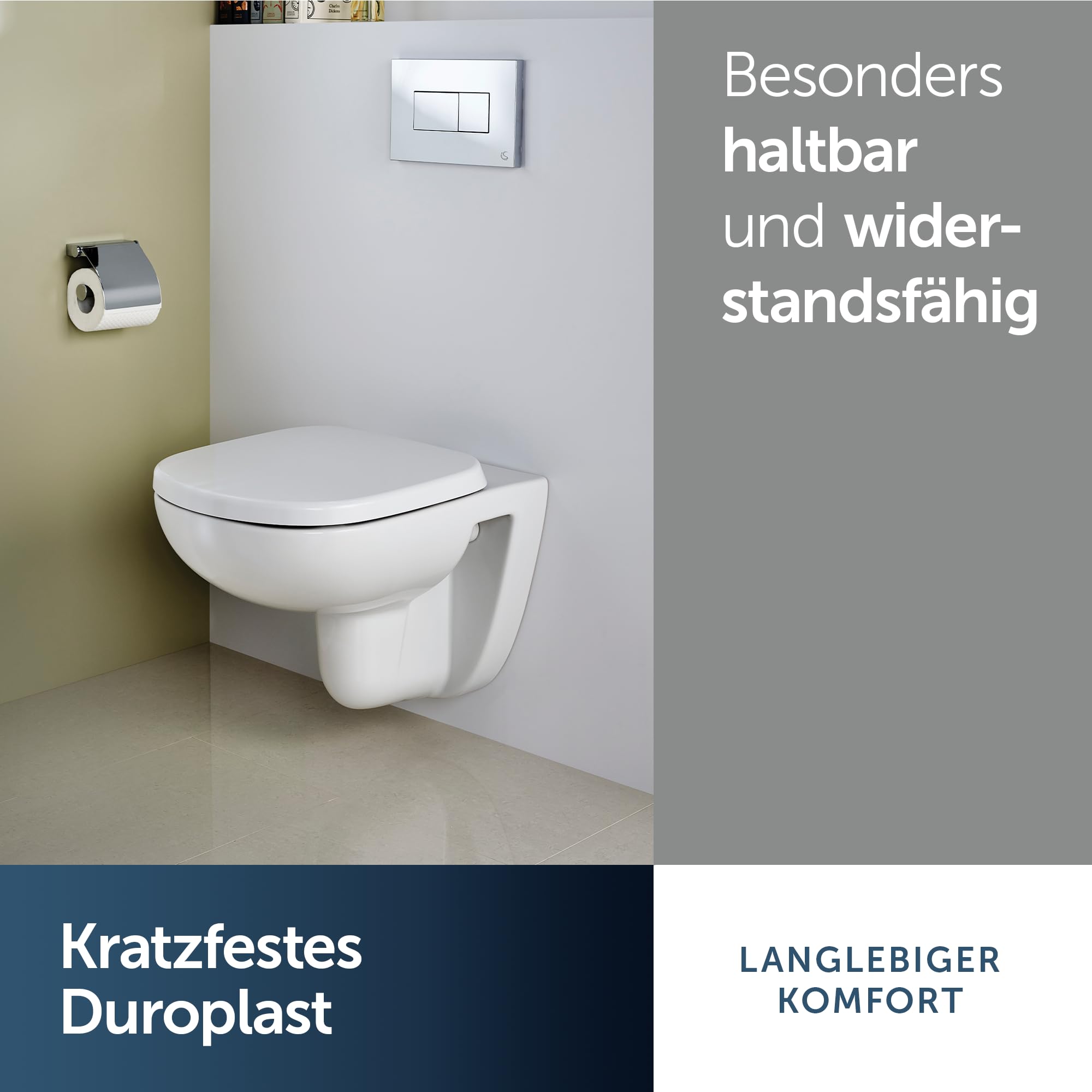 Ideal Standard Eurovit WC-Sitz mit Softclose, Wrapover – Weiß (Alpin) | Abnehmbarer WC-Sitz mit Absenkautomatik (Softclose) und robusten Edelstahl-Scharniere, T679301
