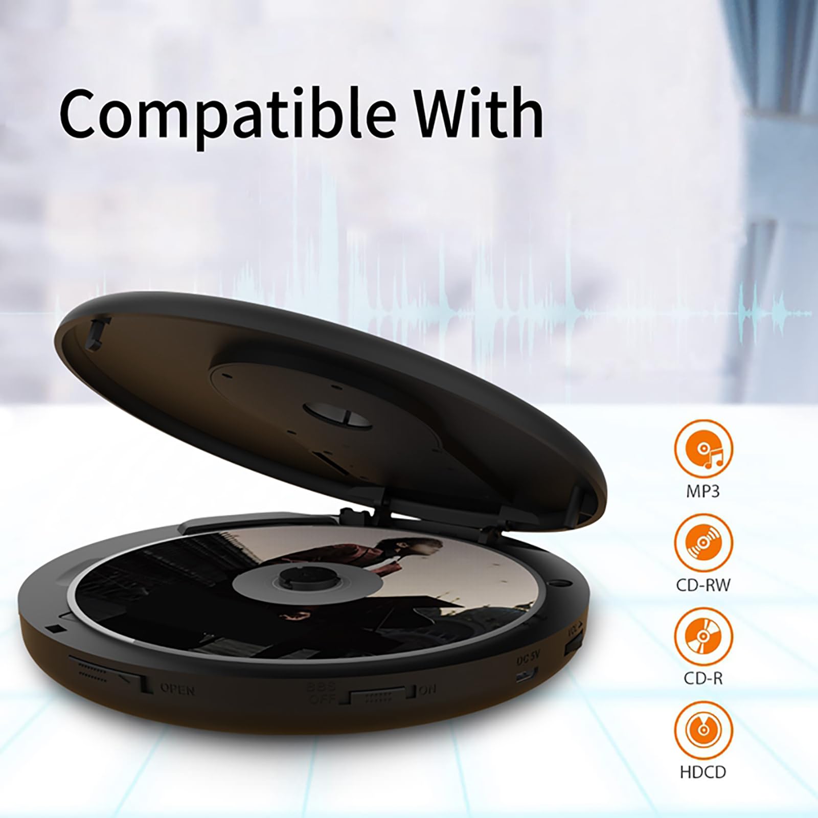 Lecteur CD Bluetooth, Baladeur CD Rechargeable Avec Haut-parleur, Prend En Charge CD/CD-R/CD-RW/MP3/AUX, Piles/USB, Fonction Anti-saut Et Lecture De Mémoire, Pour Se Détendre, Offrir, Étudier