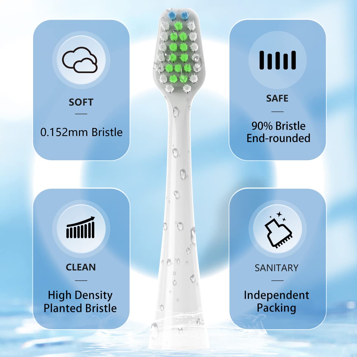 Cabezales de repuesto compatibles con Smile Bright Platinum Sonic para cepillo de dientes eléctrico, paquete de 10, color blanco