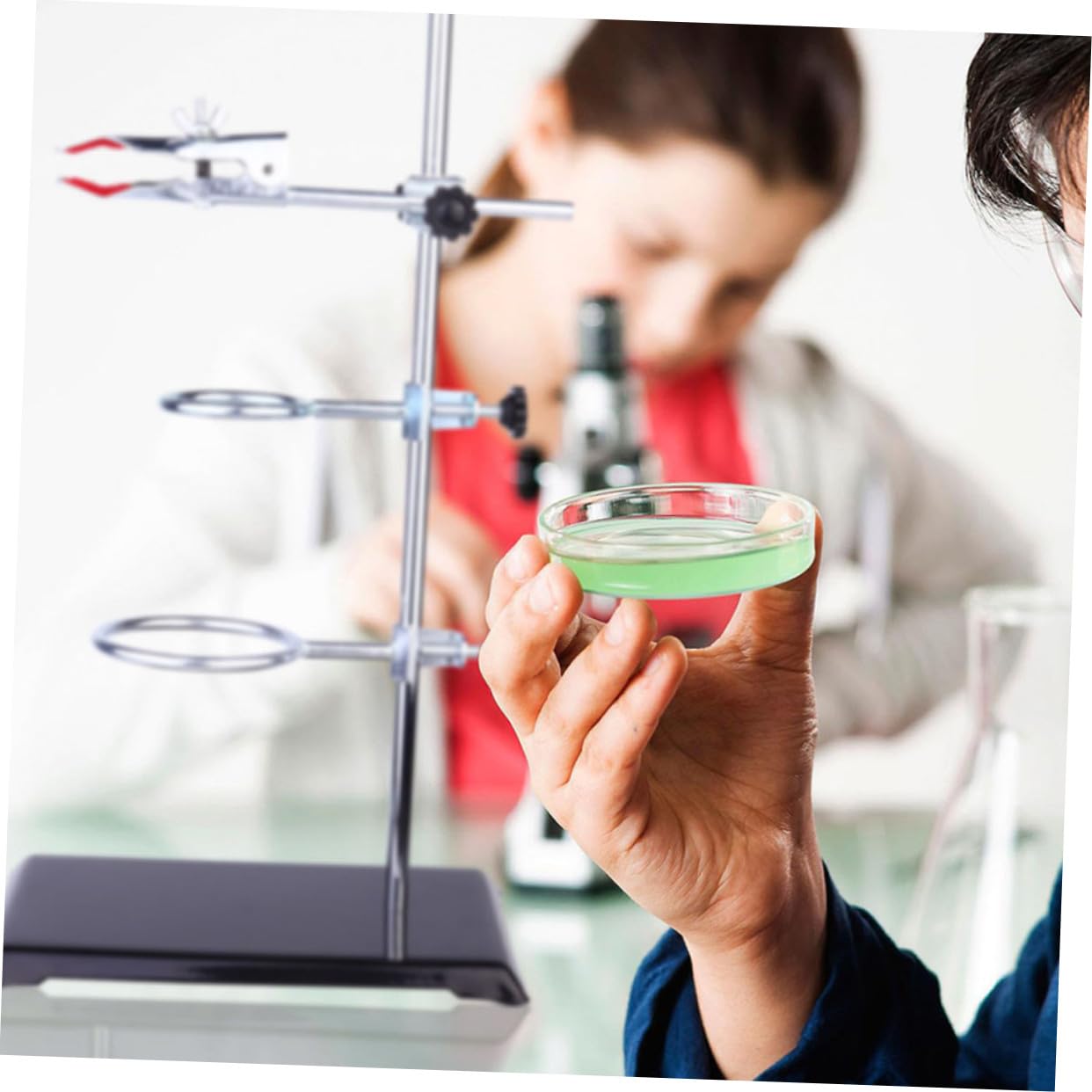 SHINEOFI Anneau de Serrage pour Support de Laboratoire Porte-tube à Essai avec Pinces Support de Table pour Chimie Couleur Aléatoire