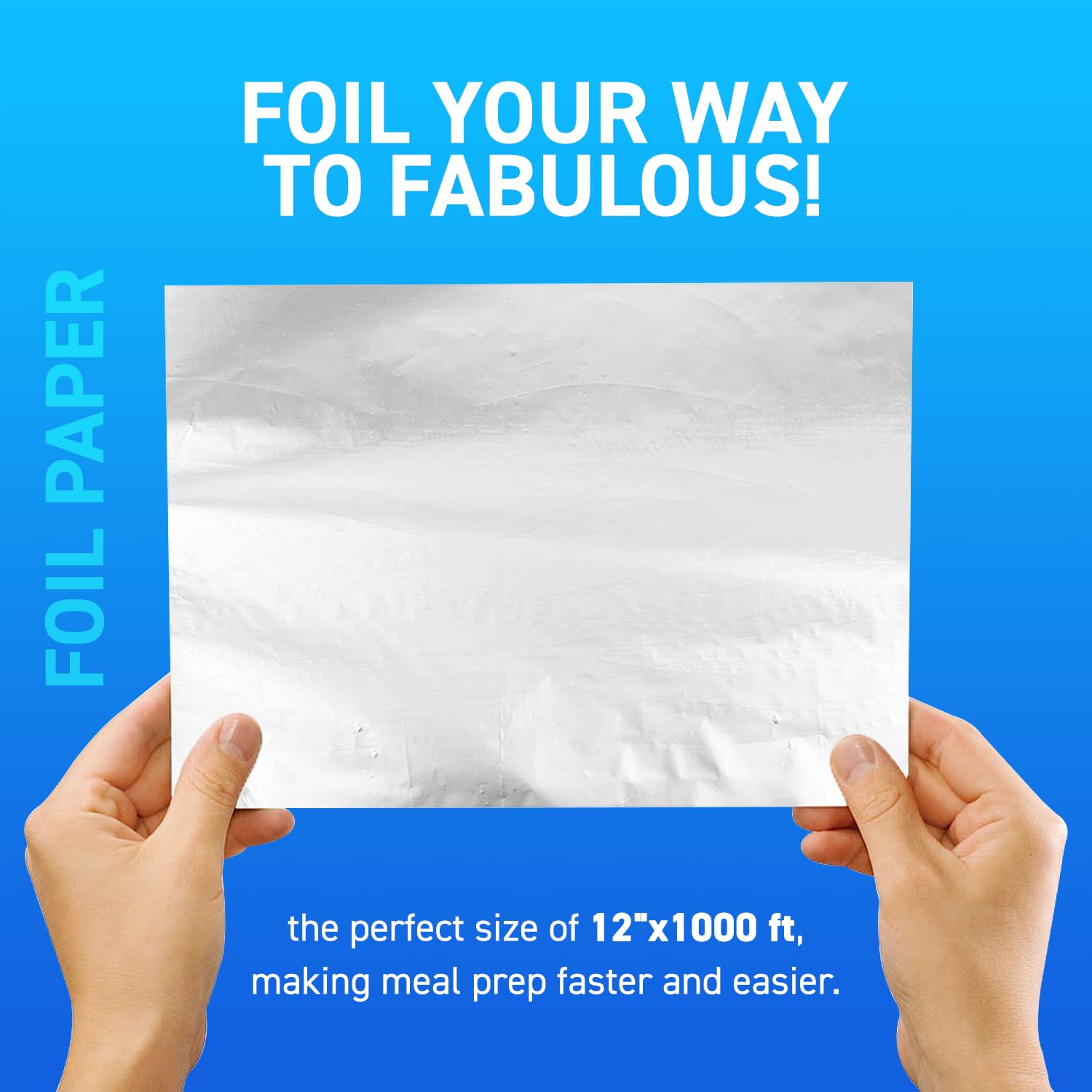 Rollo de papel de aluminio para envolver papel de aluminio, resistente, antiadherente, 12 x 1000 pies, almacenamiento de alimentos, desechable, grado comercial, bandeja ancha y grande para hornear (1