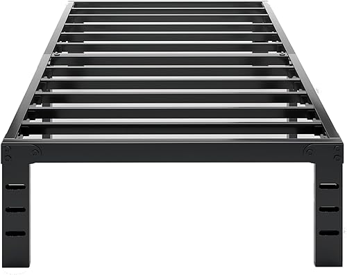 Vengarus Marco de cama de plataforma de metal de 18 pulgadas no necesita somier soporte de listones de acero fácil montaje tamaño matrimonial