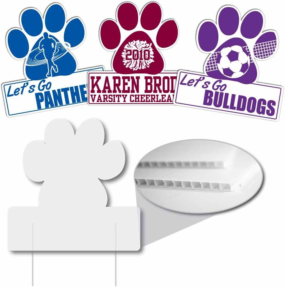 VictoryStore Yard Sign Outdoor Lawn Decorations: Paw Print Yard Sign 22 inches Corrugated Plastic Blanks 4 Millimeters Thick - Set of 25