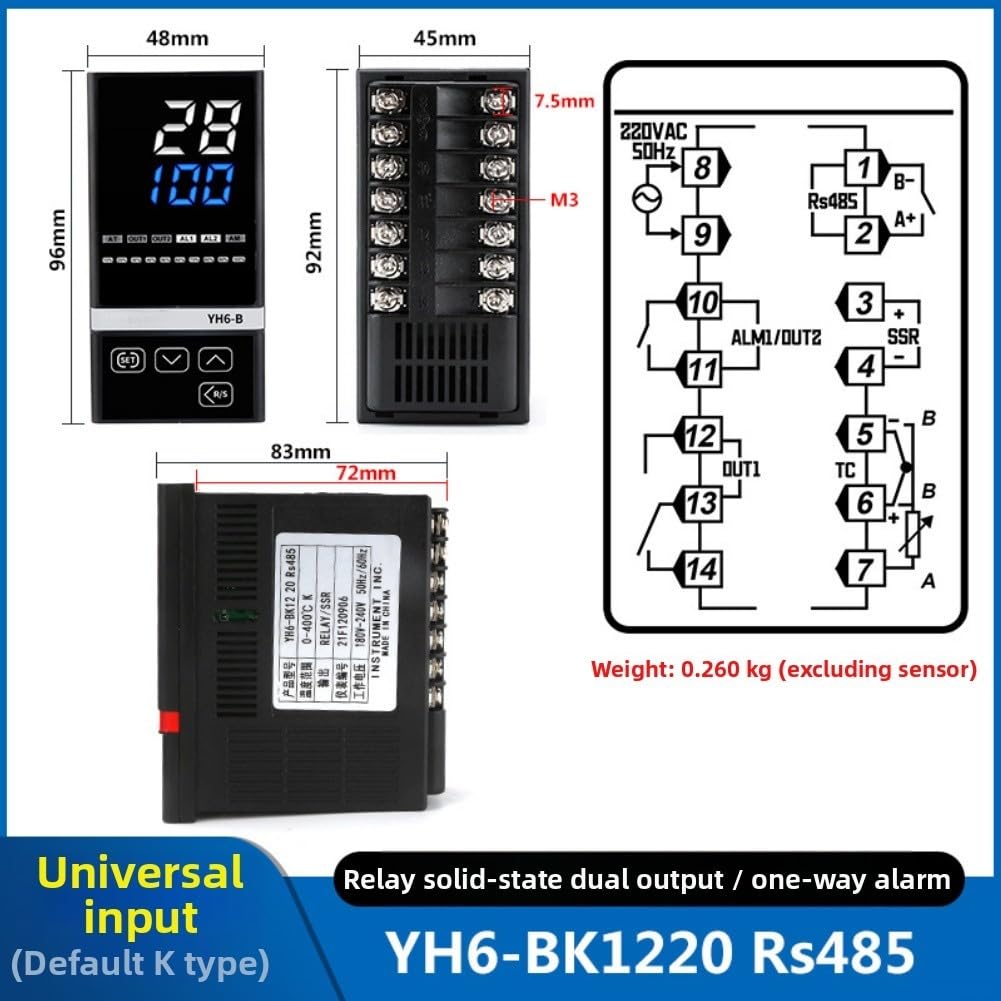 Thermostat numérique PID contrôle RS485(72x72)
