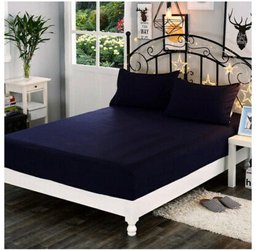 Northern Luxe Navy 100% Soft Brushed Cotton Flannelette Fitted Sheet Extra Deep Available In 10 Colours (King, )