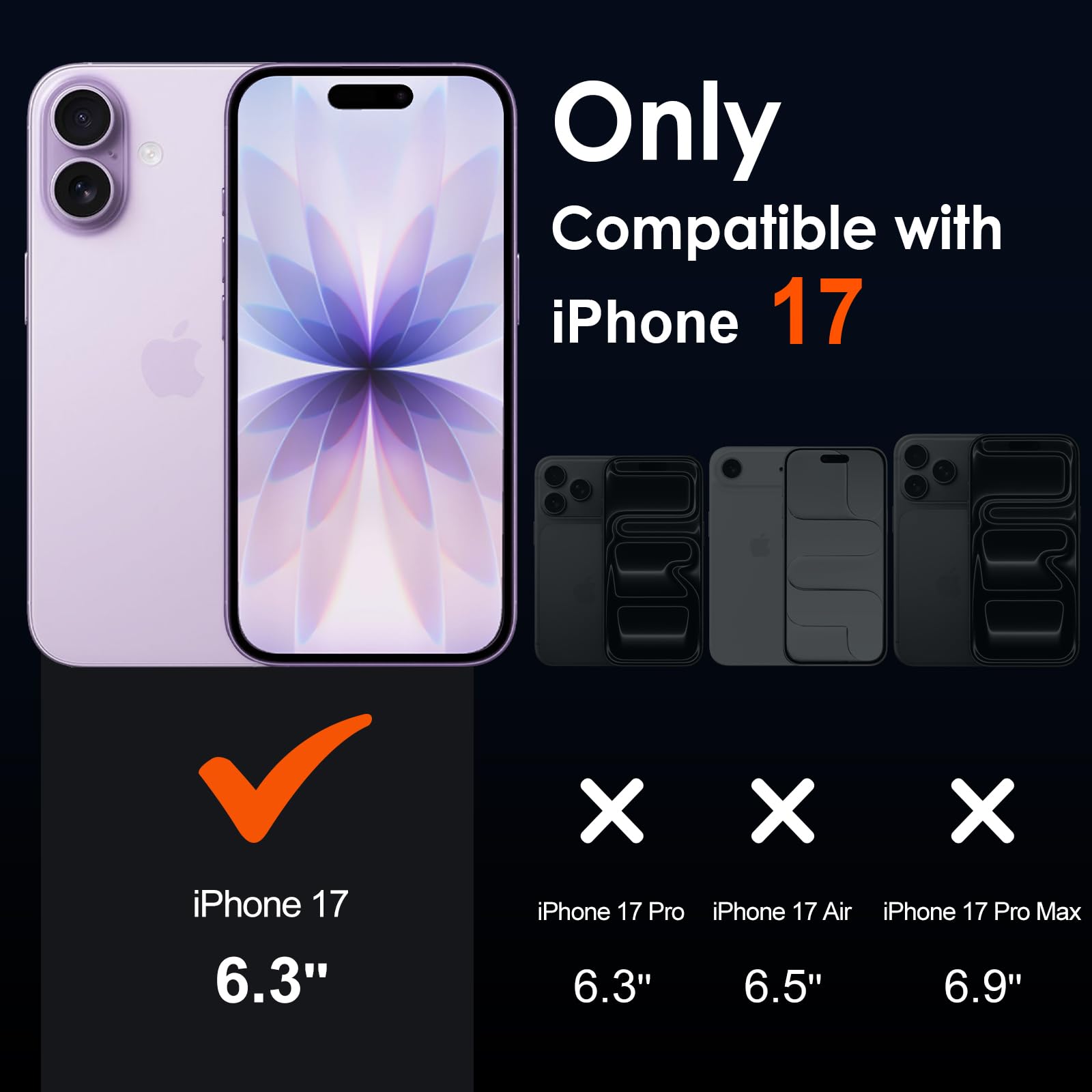 iVoler Anti Ingiallimento Chiaro Cover per iPhone 17 6.3 Pollice con 2 Pezzi Pellicola Vetro Temperato, [Antiurto di Grado Militare] Custodia Trasparente Sottile Case