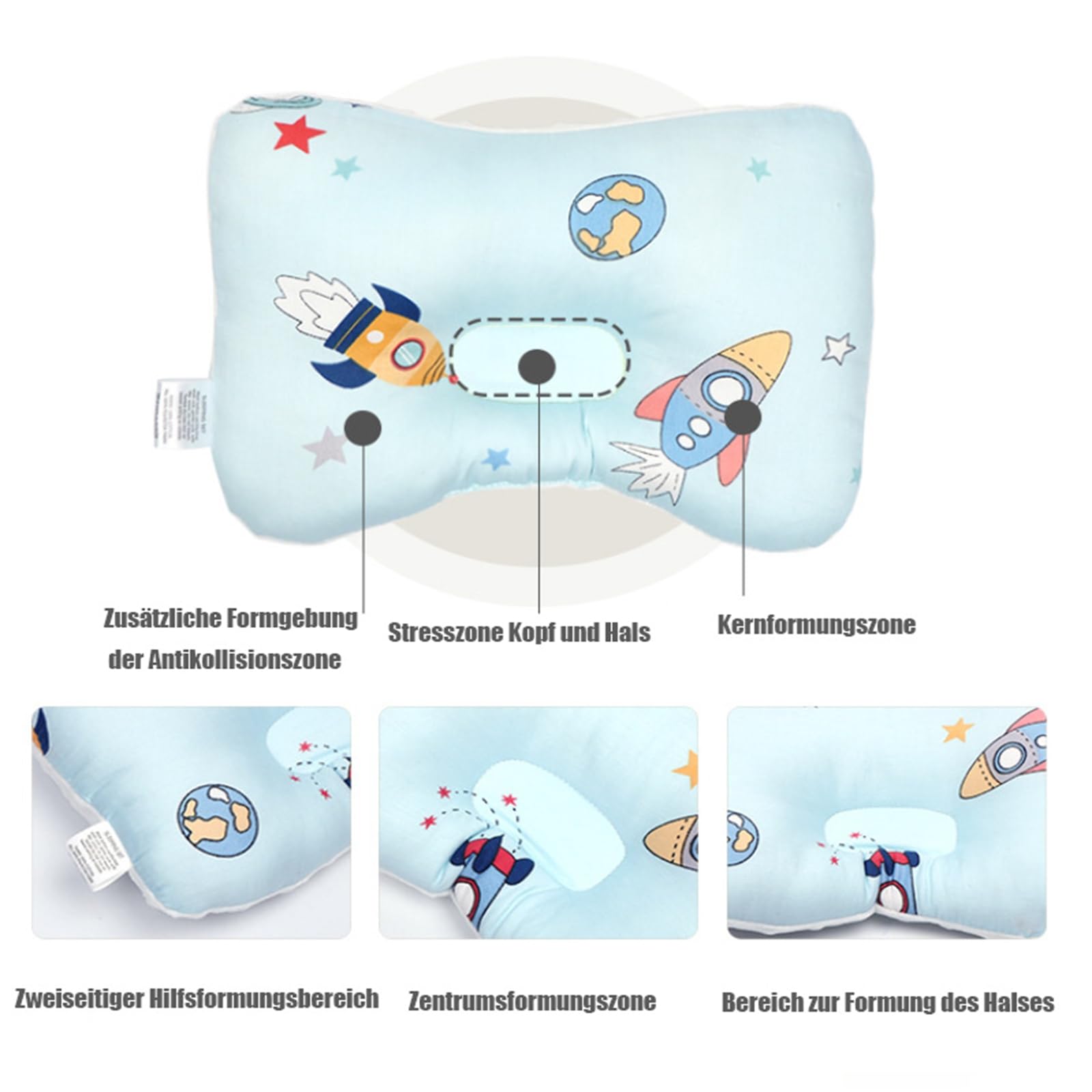 Xiyocadu Babykopfkissen - Atmungsaktives Nackenstützkissen Gegen Plattkopf Bei 0-12 Monaten