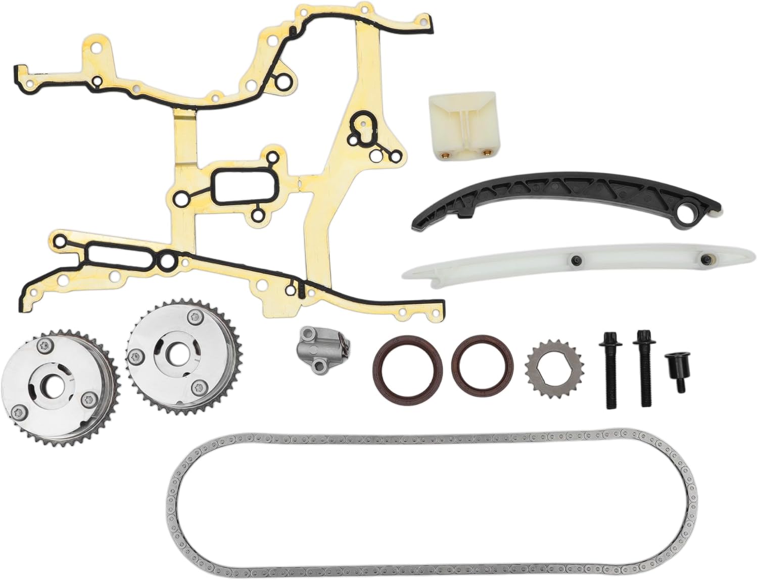 1 Set Timing Chain Kit 55562234/55569748 for Chevrolet Cruze 2011-2016 1.4L Long-lasting Sealing Metal Silver Tone Timing Cover Gasket Tensioner Actuator Gear