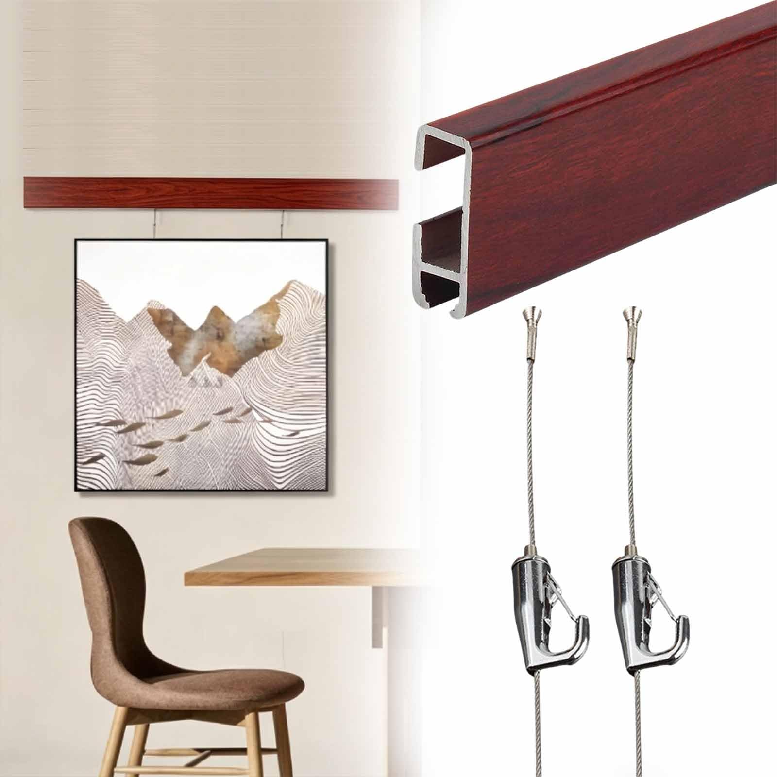 cimaise pour tableau Système De Suspension De Rail D'image À Montage Mural, Longueur De 30 150 300 Cm, Kit De Galerie Suspension D'art À Pression Inversée(1 pc,L 100 CM)