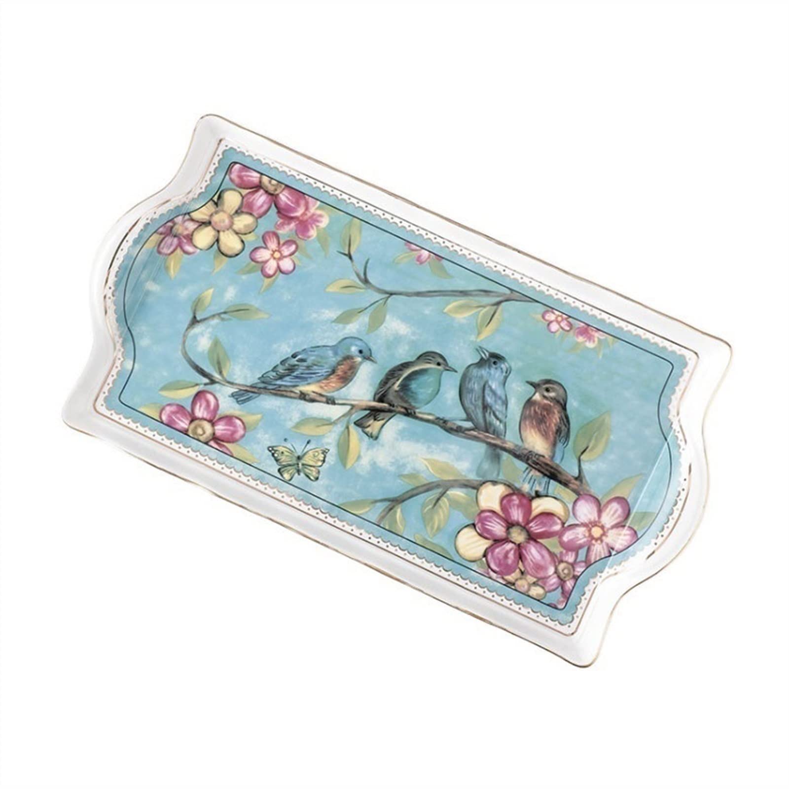 Bandeja de Cafetería Bandeja decorativa Bandeja de cerámica de lujo Rectangular Europea Taza de café Bandeja de almacenamiento Pastel Fruta Bandeja Servicio de mesa Bandejas Para Servir (Color : B)