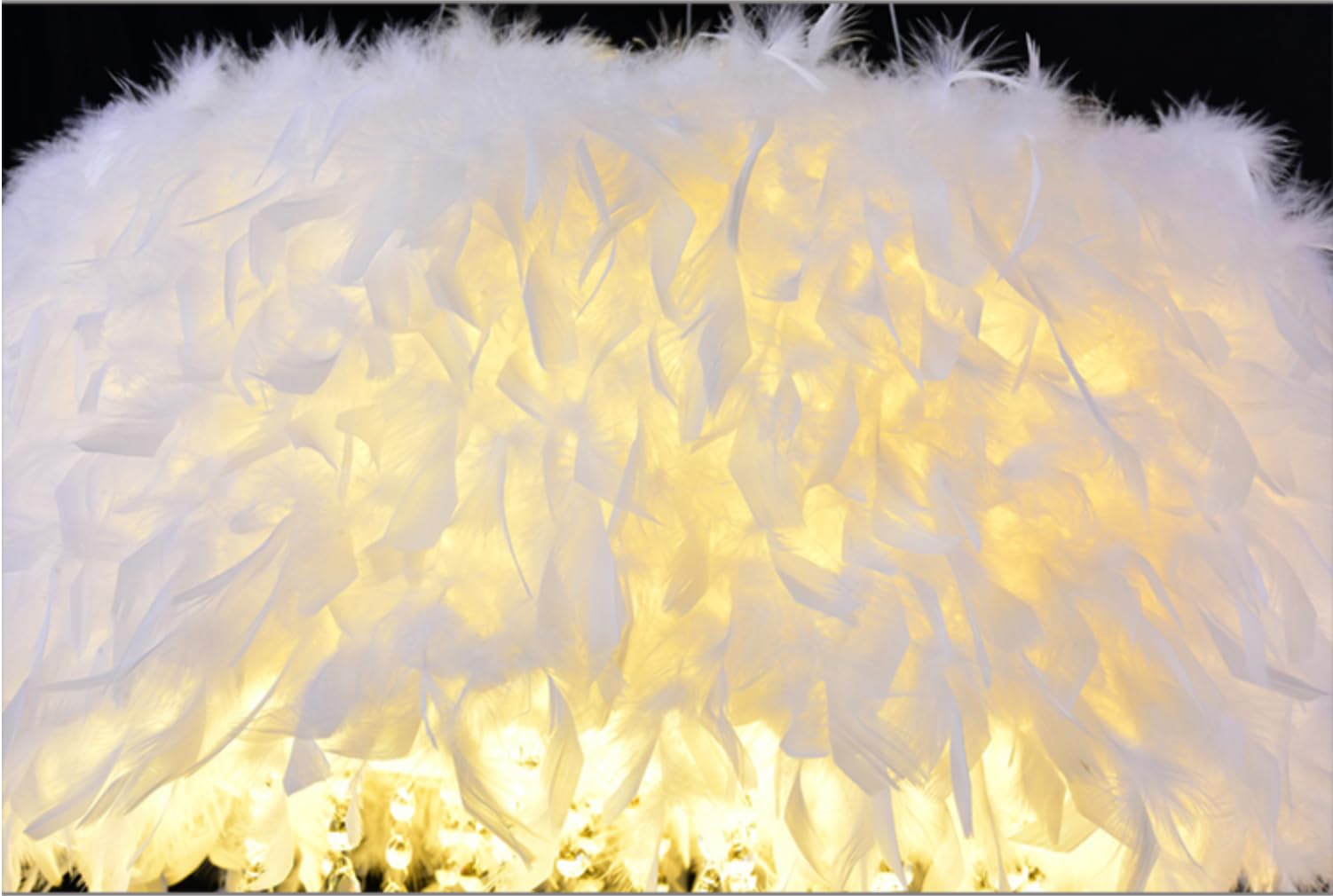 Lámpara colgante de plumas de cristal Lámpara colgante de plumas blancas Lámpara de techo Lámpara de techo, lujo romántico para sala de estar, comedor, 50 CM / 19.8 PULGADAS