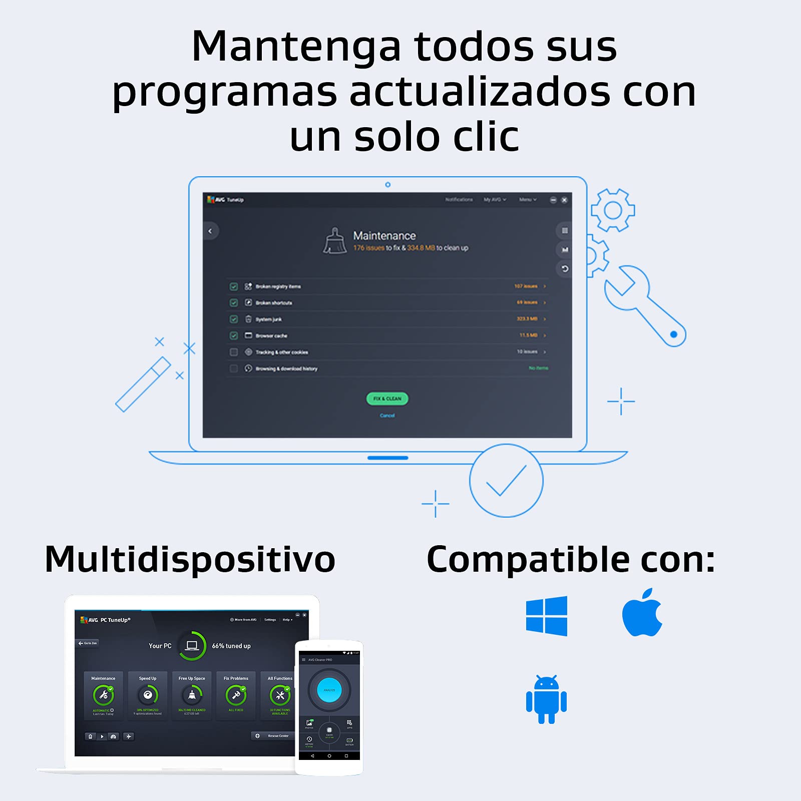 AVG TuneUp 2026 | 10 Dispositivos | 1 Año | Descarga digital